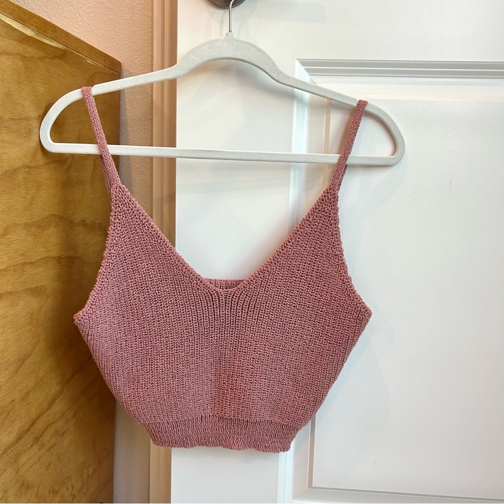 Dusty Rose Knit Cropped Tank Top.